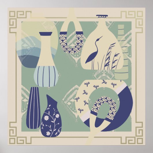 Poster Poterie contemporaine, Pélican, Insectes (Devant)