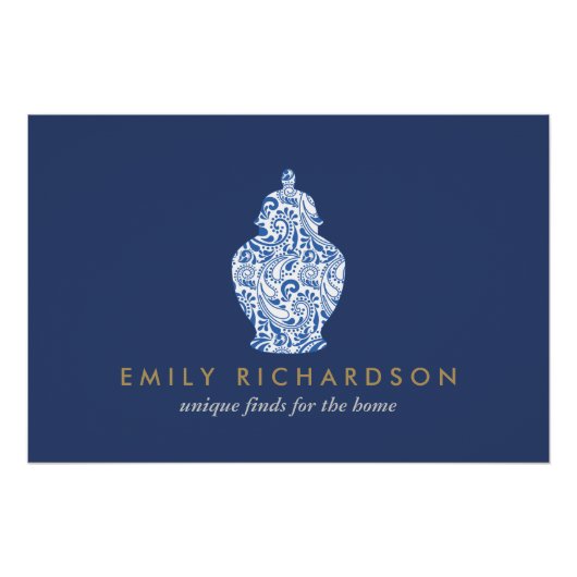 Poster Poterie Ginger Jar Bleu/Blanc Logo Télécharger (Devant)