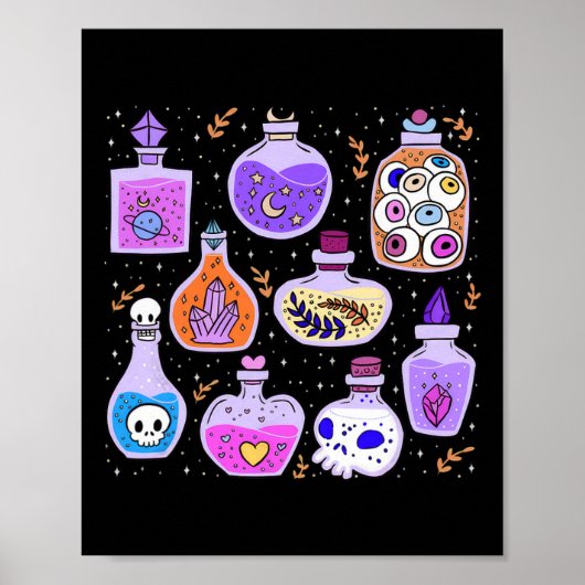 Poster Potions magiques Bouteilles Halloween démangeaison (Devant)