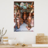 Poster Pots De Cuivre Sur Le Marché (Cuisine)