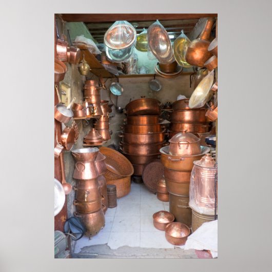 Poster Pots De Cuivre Sur Le Marché (Devant)
