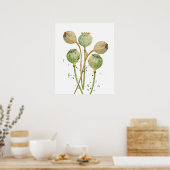 Poster Pots de graines de pavot d'aquarelle (Cuisine)