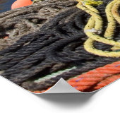 Poster Pots de homard, bouées et cordes sur le quai (Coin)