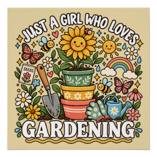Poster Pots de Tournesol Mignons Cadeau de Jardinage pour