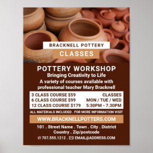 Poster Pots En Argile, Cours De Poterie, Potters Publicit