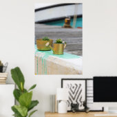 Poster Pots Rustiques Golden Paint Turquoise Running (Bureau à domicile)