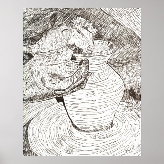 Poster Potter's Hands and Pot (Devant)