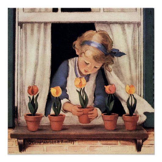 Poster Potting Tulips par Jessie Willcox Smith (Devant)
