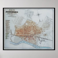 Pottstown Borough Map PA Pennsylvanie 1871
