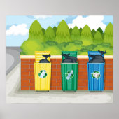 Poster Poubelles de tri des déchets codés par couleur (Devant)