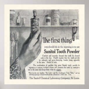 Poster Poudre de dents Sanitol vintage de 1906