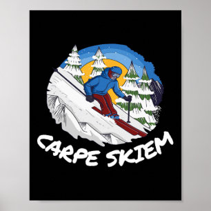 Poster Poudre drôle de ski Carpe Skiem