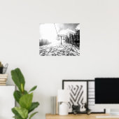 Poster Poudre sur la colline // Skilift noir et blanc (Bureau à domicile)