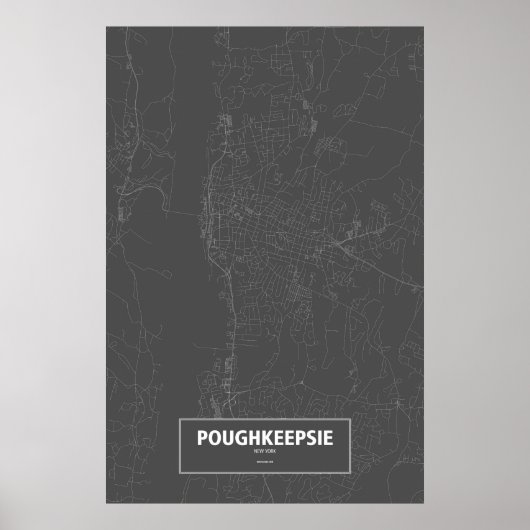 Poster Poughkeepsie, New York (blanc sur noir) (Devant)