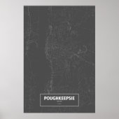 Poster Poughkeepsie, New York (blanc sur noir) (Devant)