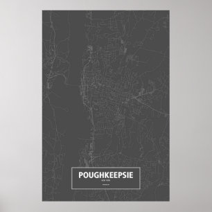 Poster Poughkeepsie, New York (blanc sur noir)