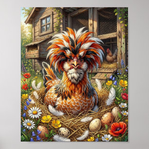 Poster Poulailler polonais mignon et fantaisiste