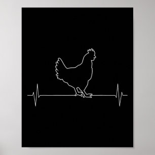 Poster Poule Animal Vintage Battement de coeur
