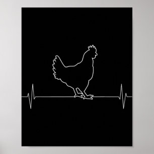 Poster Poule Animale Vintage Battement de Coeur