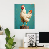 Poster Poule Blanche Fière (Bureau à domicile)