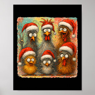 Poster Poule de Noël Hugvyn Santa folle d'enthousiasme Ro