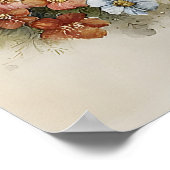 Poster Poule de Pâques Coq Fleurs Imprimable, Vintage (Coin)