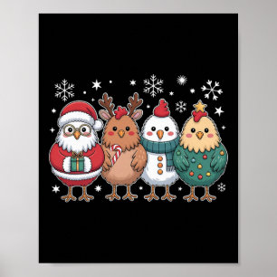 Poster Poule drôle de Noël Arbre Santa Xmas poule