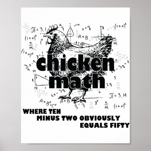Poster Poule Enseignante Math Mathemachicken Drôle de Pou (Devant)