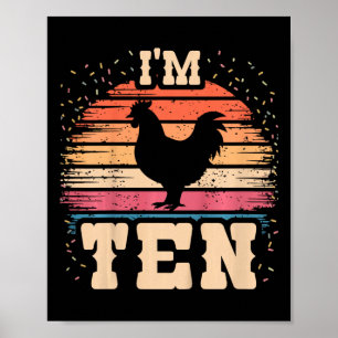 Poster Poule garçon fille 10 ans anniversaire 10 ans Poul