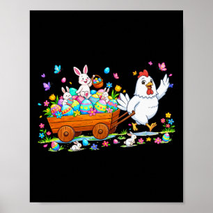 Poster Poule portant des œufs de Pâques en chocolat de Pâ