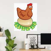 Poster Poule sur un œuf en or (Bureau à domicile)