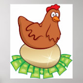 Poster Poule sur un œuf en or (Devant)