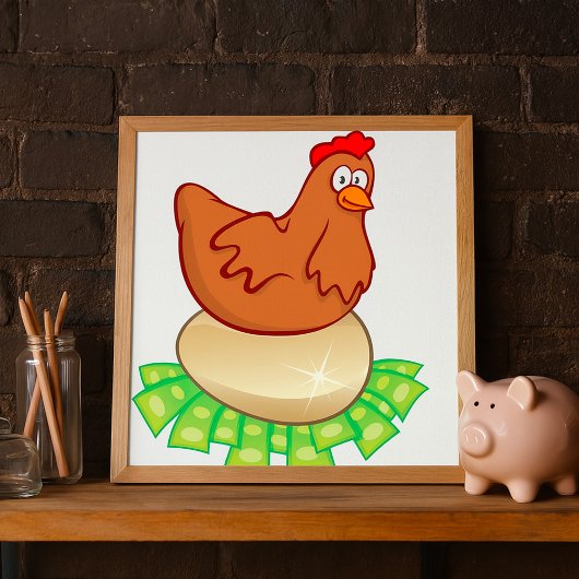 Poster Poule sur un œuf en or
