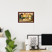 POSTER POULES AVEC FLEURS DANS UN OEUF DE PÂQUES (Bureau à domicile)