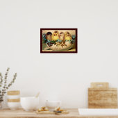 POSTER POULES AVEC FLEURS DANS UN OEUF DE PÂQUES (Cuisine)