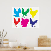 Poster Poules colorées (Cuisine)