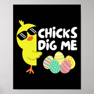 Poster Poules Drôles Me Creusent Pâques Joyeuses Pâques E