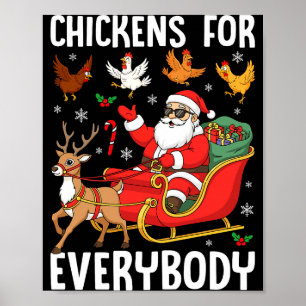 Poster Poules pour tout le monde Santa éleveur de poulets