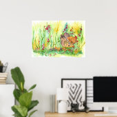 Poster Poulet Aquarelle Peinture Hen Rooster Art (Bureau à domicile)