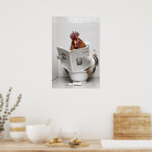 Poster Poulet assis sur les toilettes Lire un journal (Cuisine)