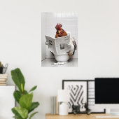 Poster Poulet assis sur les toilettes Lire un journal (Bureau à domicile)