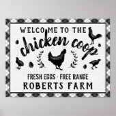 Poster Poulet Coop Hen Black Buffalo Check Plaid Pays (Devant)