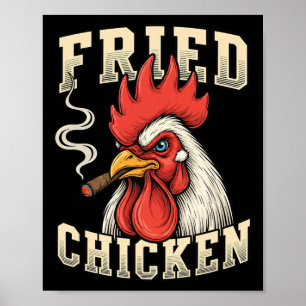 Poster Poulet, Coq Frit au Cigare, Re Audacieux