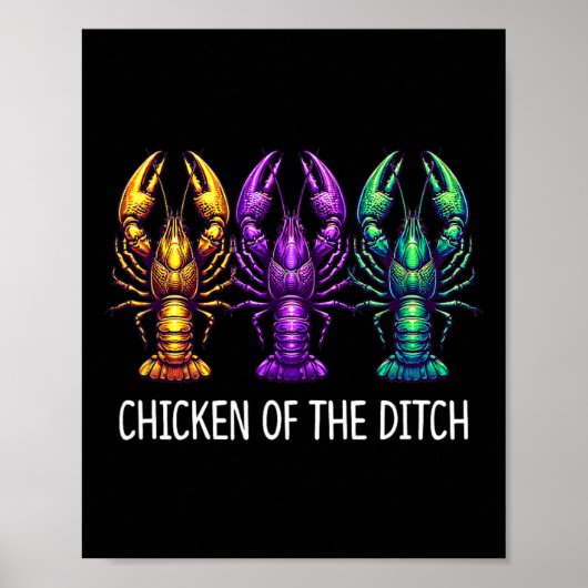 Poster Poulet De La Poêle - Mardi Gras Cajun Crawfish - (Devant)