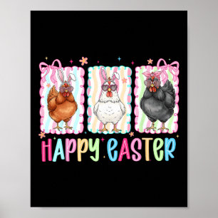 Poster Poulet de Pâques Préparé Coquette Bow Mignon Ferme