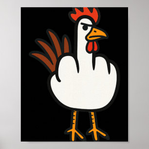 Poster Poulet Doigt Du Milieu, Humour Adulte, Geste Amusa