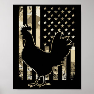 Poster Poulet drapeau américain patriotique amateur de po