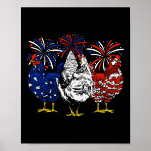 Poster Poulet Drapeau Usa Poulet Patriotique Amoureux Du