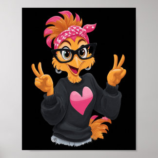 Poster Poulet Drôle Avec Un Signe De Paix Gles Poulet Fou