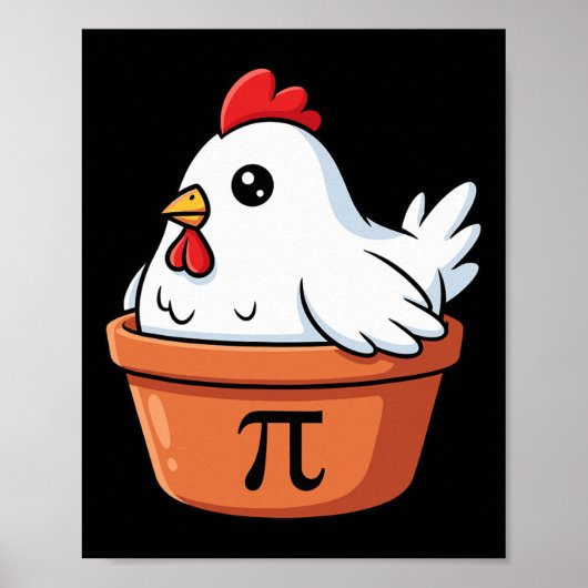 Poster Poulet drôle Pot Pi Day Tarte Amoureux des maths E (Devant)